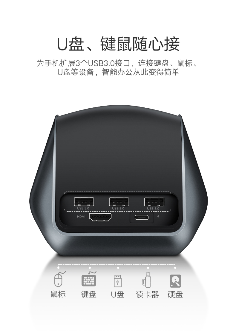 綠聯(lián)華為P20投屏助手,手機投屏Type-C擴展塢