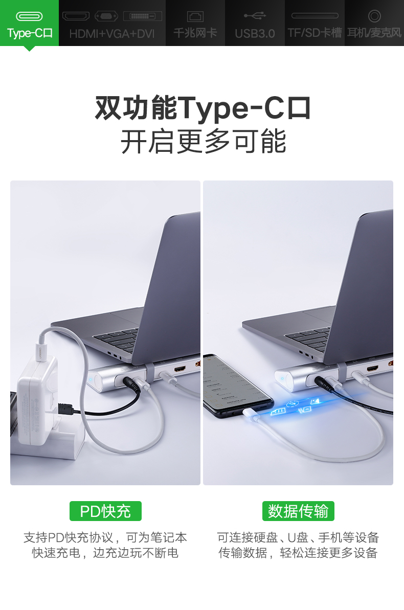 綠聯(lián)Type-C多功能擴(kuò)展塢
