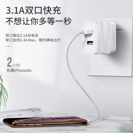 綠聯竹節款雙USB充電頭